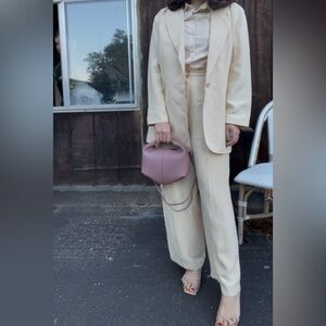 Express silk light yellow ankle length trousers